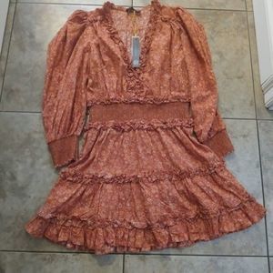 NWT House of Harlow 1960 Wallis Rust Floral Dress